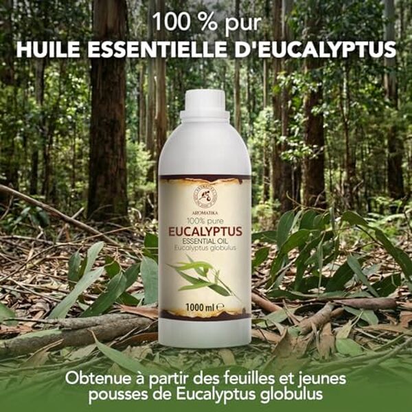 Découvrez notre analyse complète de l'huile essentielle d'eucalyptus Globulus 1000 ml : bienfaits, utilisation et avis pour un bien-être optimal