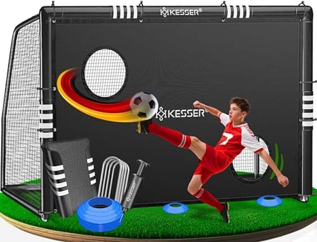 Test du but de football KESSER® de 300 cm avec filet et cadre en acier