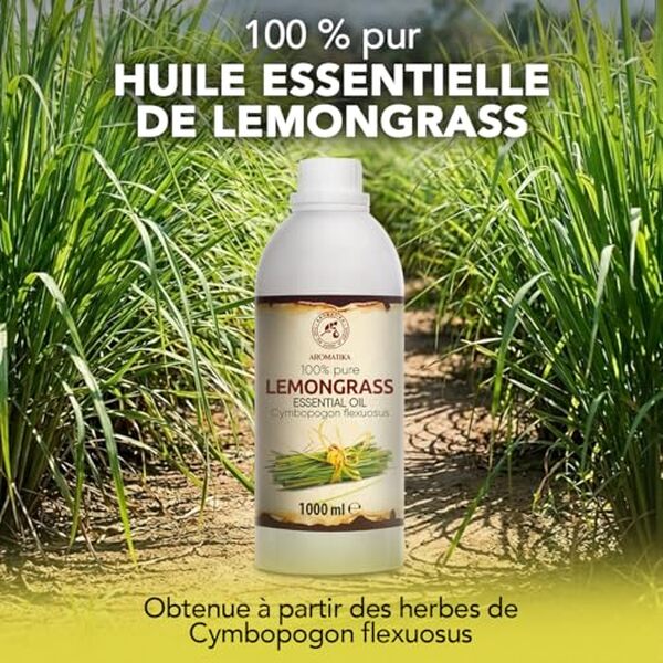 Découvrez notre analyse complète de l'huile essentielle de citronnelle Cymbopogon Flexuosus 1000ml : bienfaits, utilisation et avis détaillés pour faire le meilleur choix.