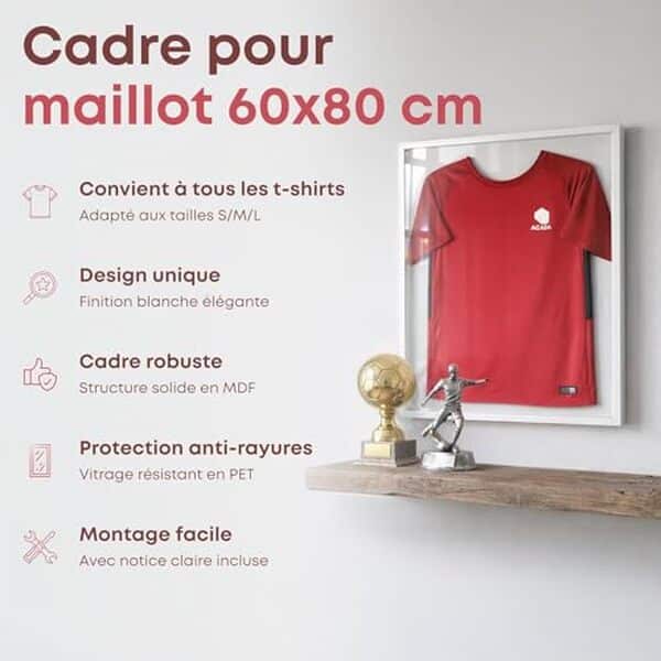 Découvrez notre test complet du cadre maillot de foot ACAZA 60x80 cm blanc. Avis détaillé, prix, caractéristiques et où l'acheter au meilleur tarif.