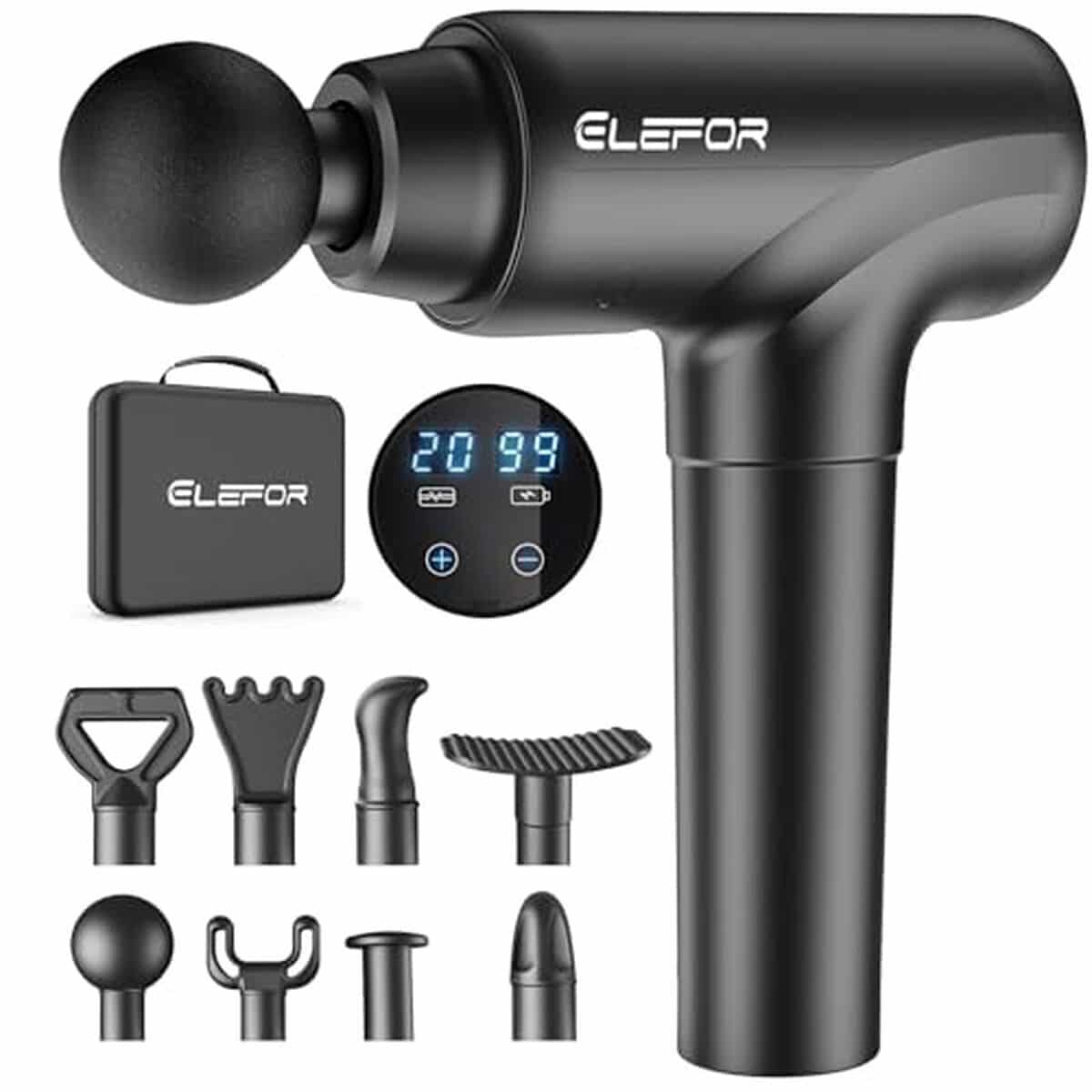 Test du pistolet de massage noir mat : 8 têtes et 20 vitesses
