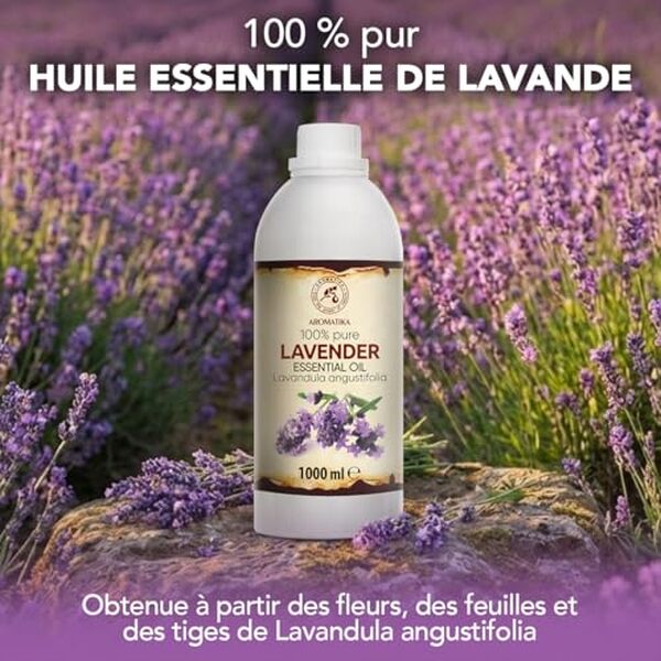 Découvrez les avis et bienfaits de l'huile essentielle de lavande 1000 ml : apaisante, relaxante et idéale pour votre bien-être quotidien.