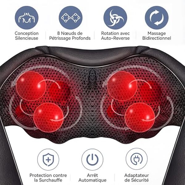 Découvrez notre test complet du masseur cervical shiatsu 3D avec chauffage : efficacité, fonctionnalités et avis client pour soulager vos douleurs au cou. 