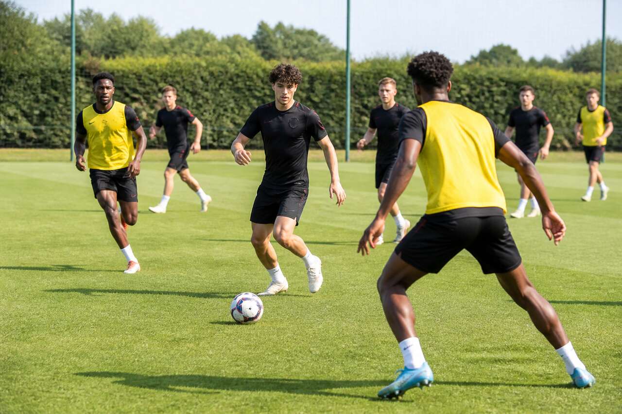 Exercice de jeu de possession 7v7 au football