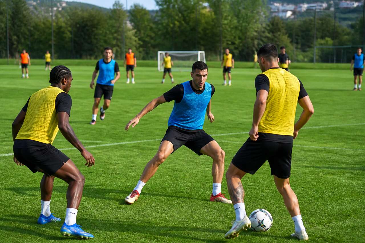 Jeu de position à 3 équipes pour l'entraînement de football : exercice tactique et technique
