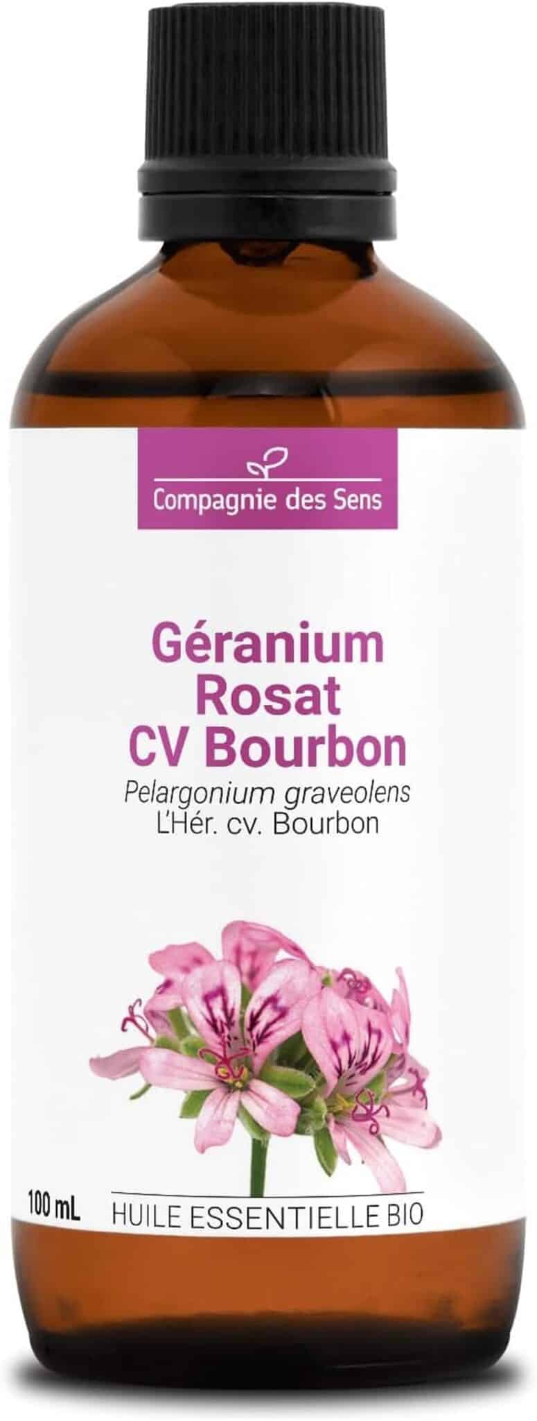 Test de l'huile essentielle géranium rosat bio 100mL premium