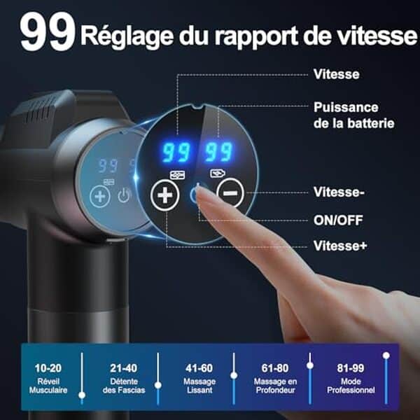 Découvrez notre test du pistolet de massage pro 99 vitesses pour un soulagement musculaire optimal. Efficacité, performances et avis détaillés.