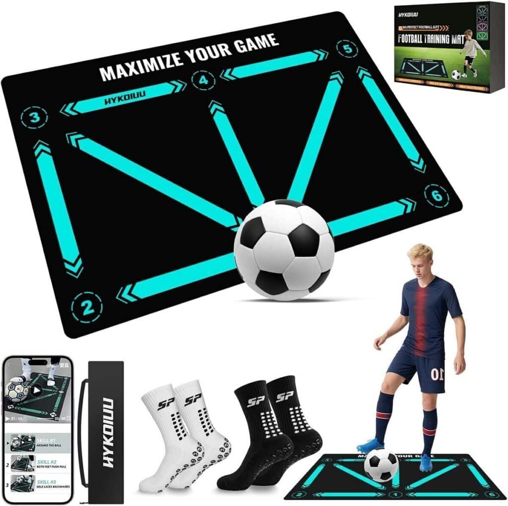 Test : tapis d'entraînement foot avec chaussettes antidérapantes 120x80 cm pour enfants