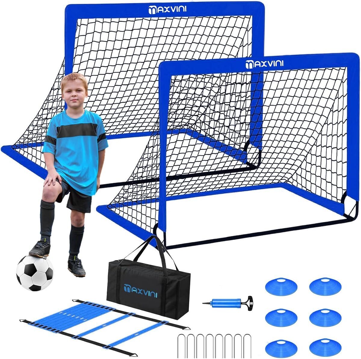 Test : buts de football pliables MAXVINI pour enfants et accessoires complets