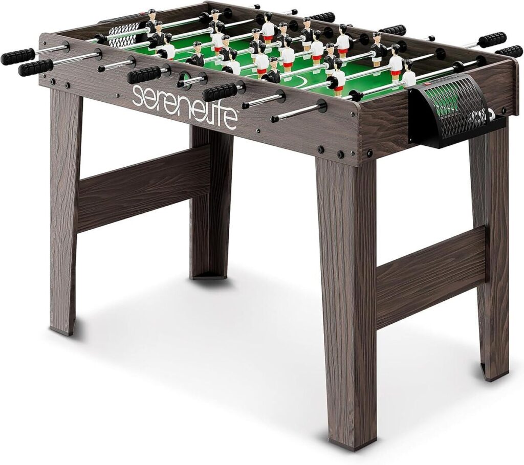 Test de la table de baby-foot Serenelife marron pour adultes et enfants