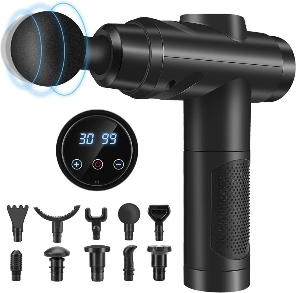 Test du pistolet de massage 30 vitesses avec écran LCD
